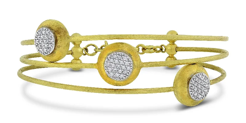 Beauvince Trinity Satin Diamond Bangle (0.43 ct Diamonds) in Yellow Gold