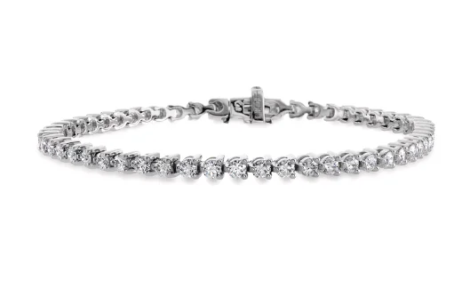 18Kt.White Gold 3.12 ctdw. Vs2/Si1 H/I Select Temptation Hearts On Fire Natural Round Diamond Line Bracelet