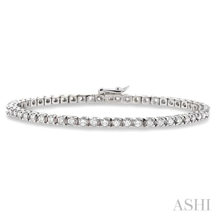 3 Ctw Square Shape Round Cut Diamond Tennis Bracelet in 14K White gold