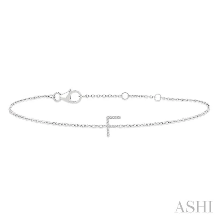 1/20 ctw Initial 'F' Round Cut Diamond Bracelet in 10K White Gold