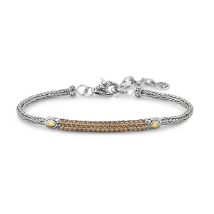 Sterling Silver and 18kt Yellow Gold Citrine Bar Bracelet 7.5