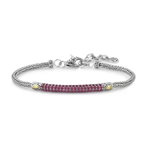 Sterling Silver and 18kt Yellow Gold Ruby Bar Bracelet 7.5