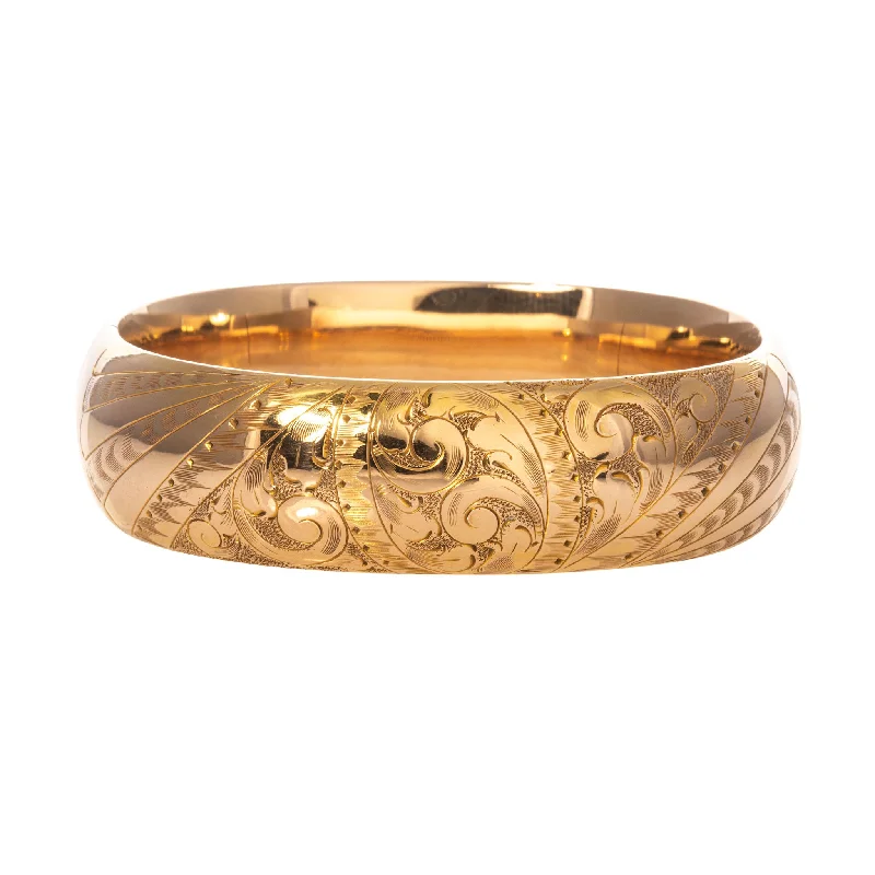 Vintage Engraved Scroll Pattern Gold-Filled Bangle