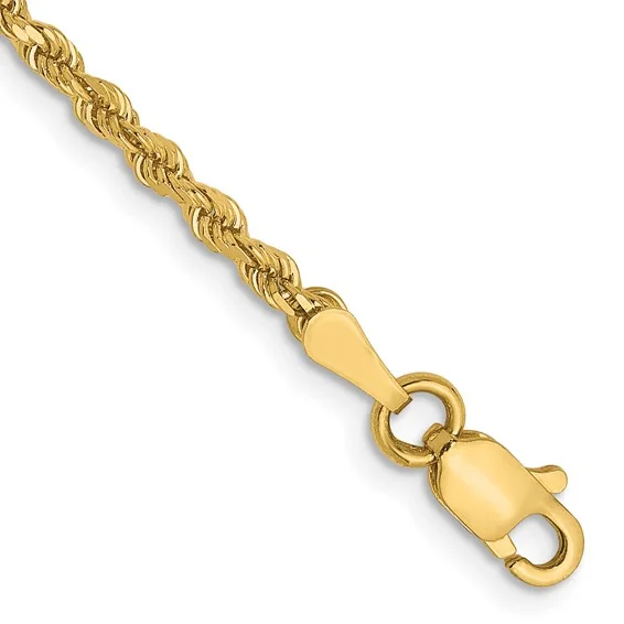 14kt Yellow Gold 2mm Solid Diamond Cut Rope Bracelet 8