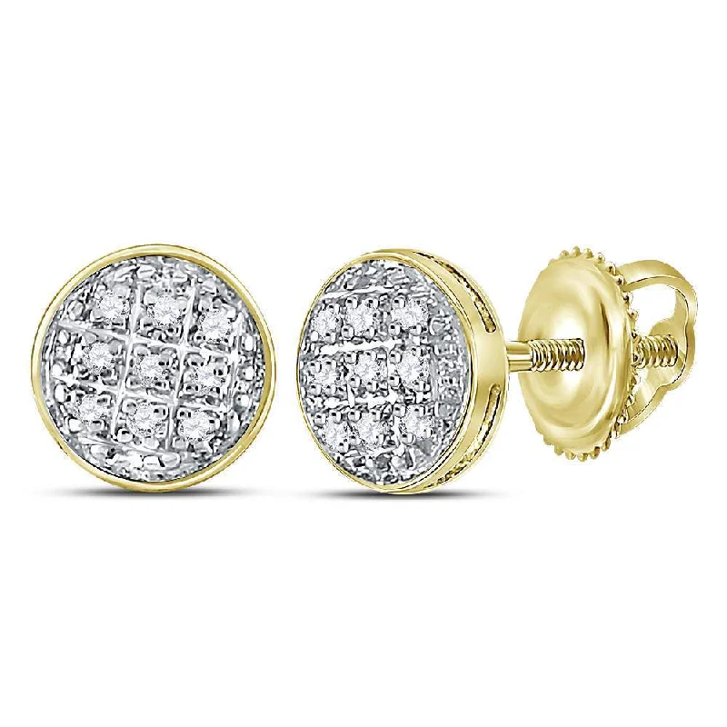 10kt Yellow Gold Round Diamond Circle Earrings 1/20 Cttw