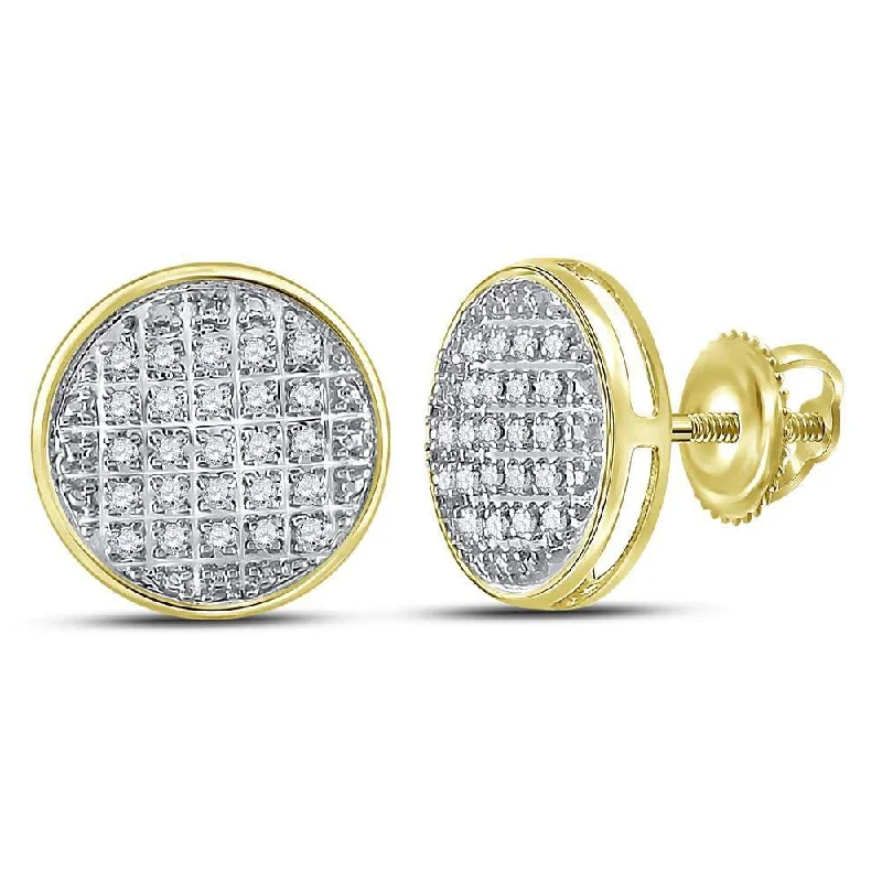 10kt Yellow Gold Round Diamond Circle Cluster Stud Earrings 1/8 Cttw