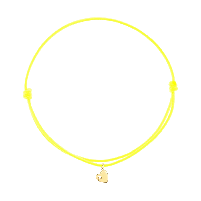 14K Yellow Gold / Neon Yellow Cord / Heart