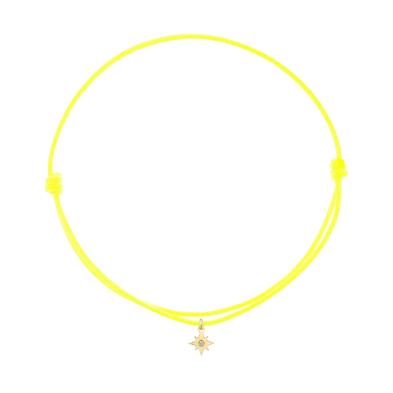 14K Yellow Gold / Neon Yellow Cord / Diamond Starbust