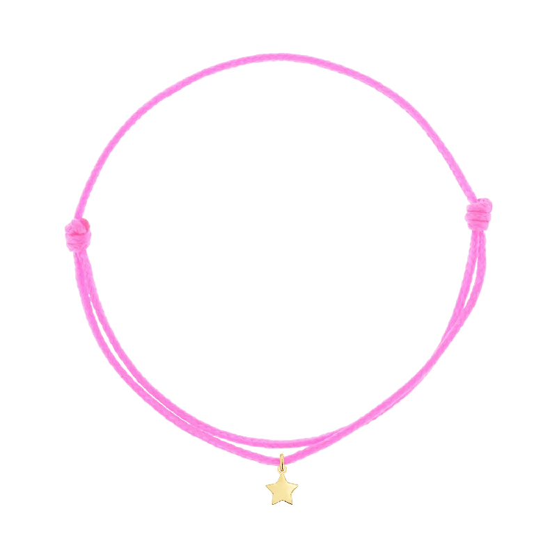 14K Yellow Gold / Neon Pink Cord / Star