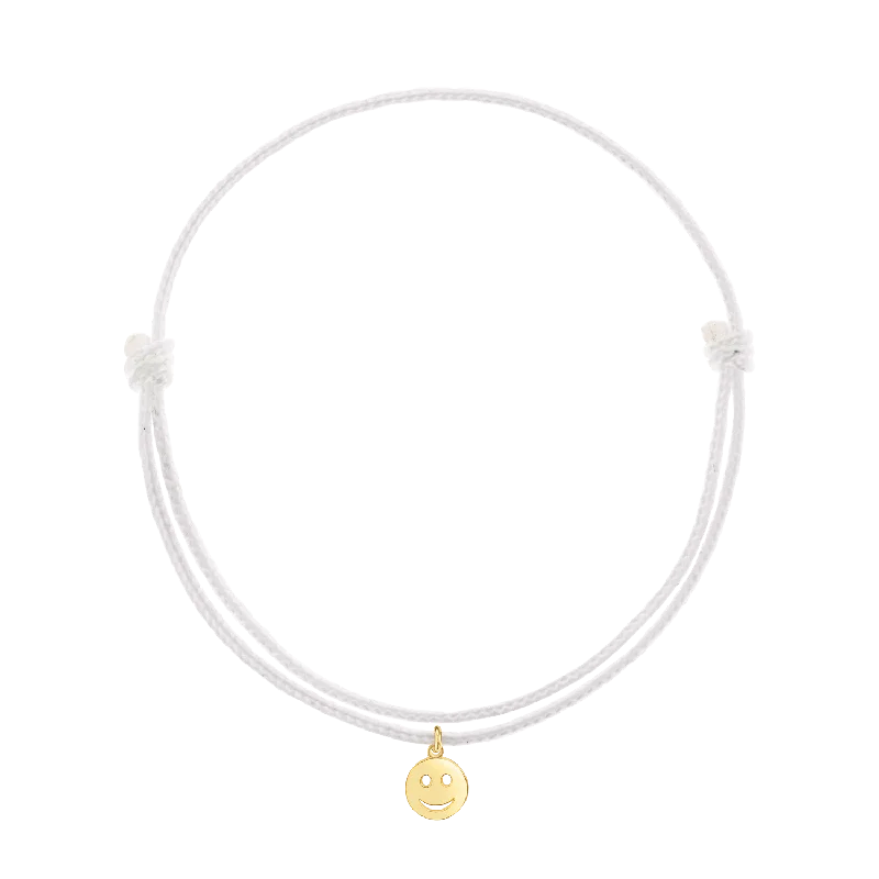 14K Yellow Gold / White Cord / Smile