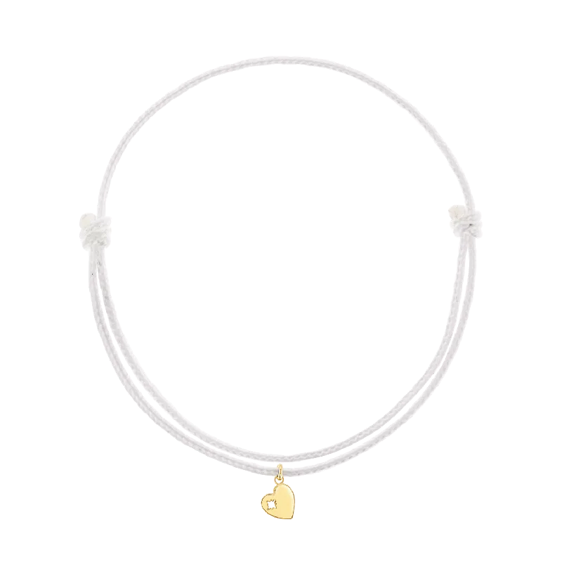 14K Yellow Gold / White Cord / Heart