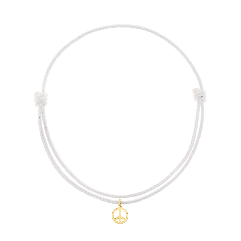 14K Yellow Gold / White Cord / Peace