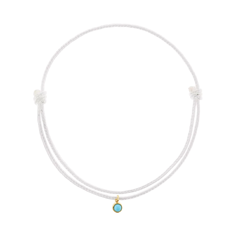 14K Yellow Gold / White Cord / Turquoise Bezel