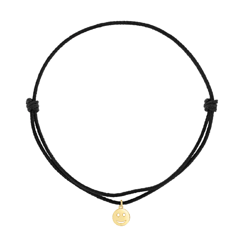 14K Yellow Gold / Black Cord / Smile