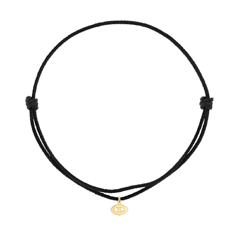 14K Yellow Gold / Black Cord / Evil Eye