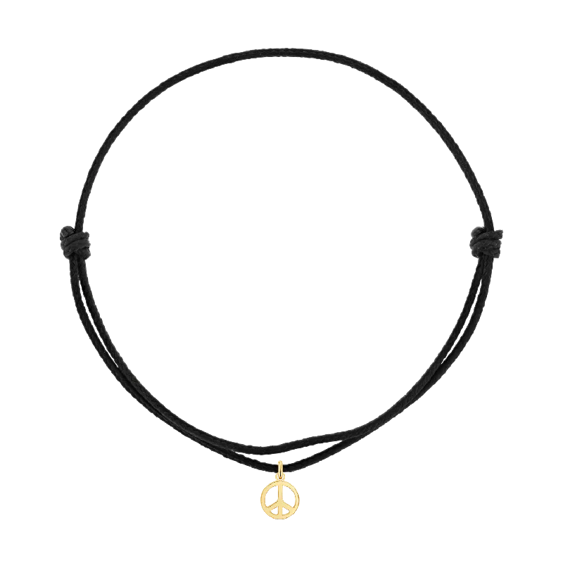 14K Yellow Gold / Black Cord / Peace