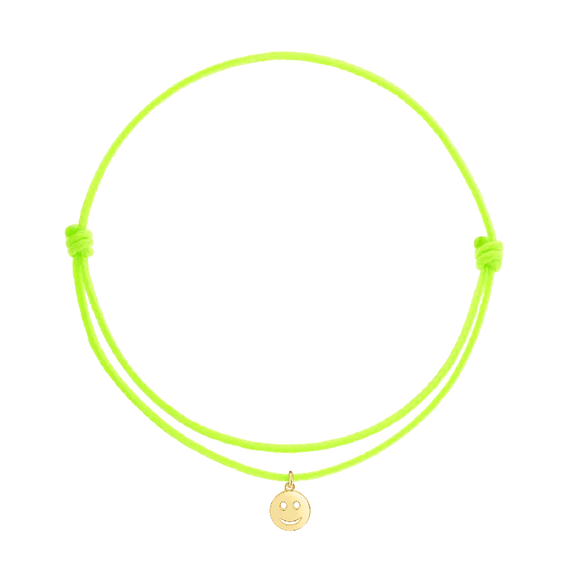 14K Yellow Gold / Neon Green Cord / Smile