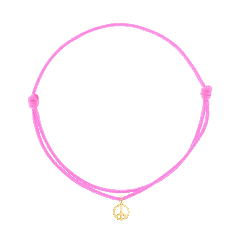 14K Yellow Gold / Neon Pink Cord / Peace