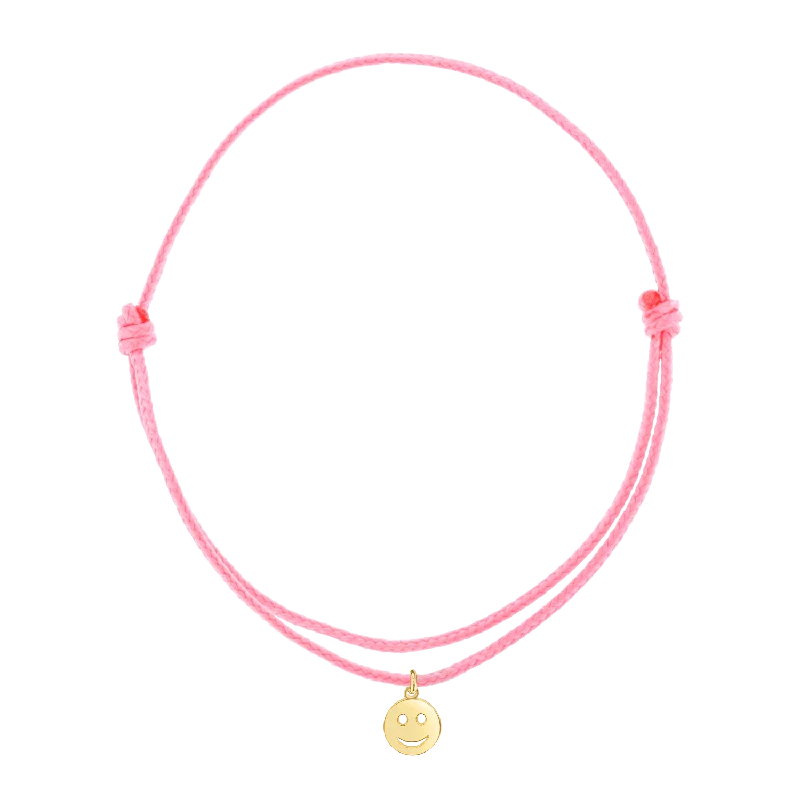 14K Yellow Gold / Pink Cord / Smile