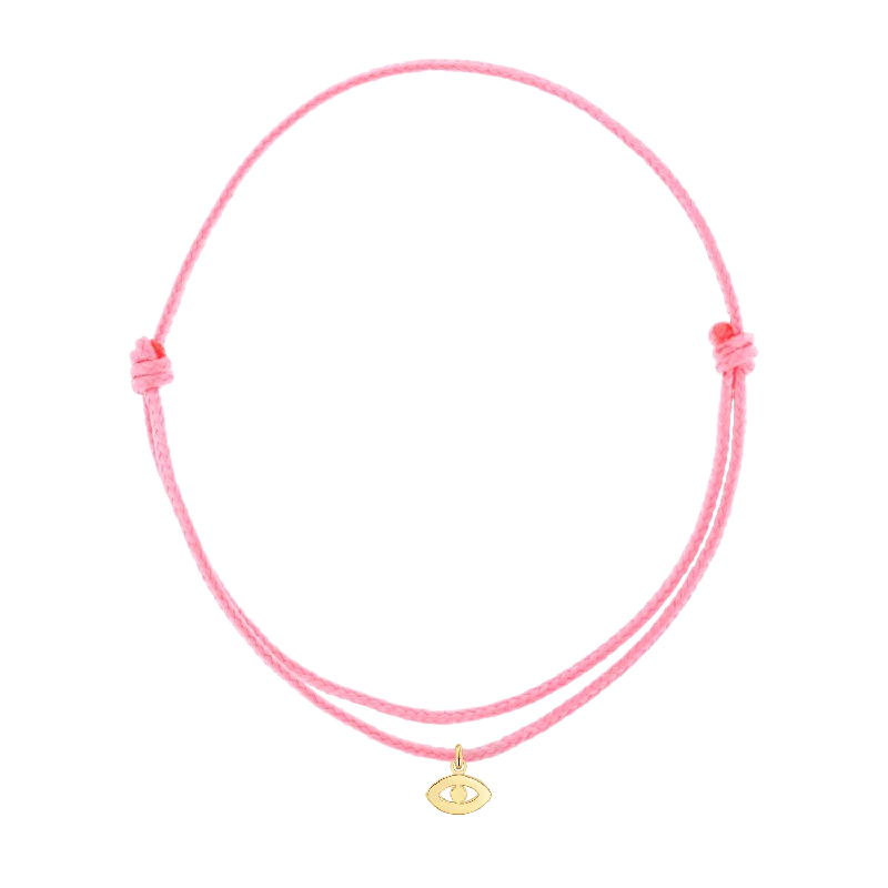 14K Yellow Gold / Pink Cord / Evil Eye