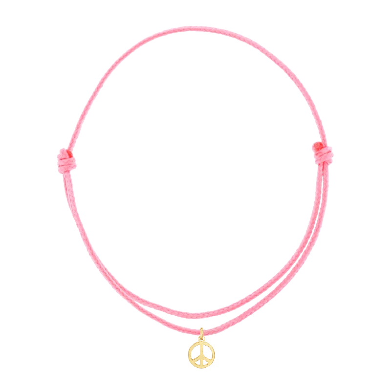 14K Yellow Gold / Pink Cord / Peace