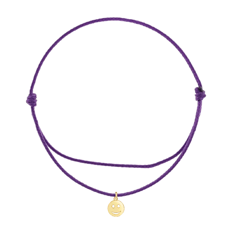 14K Yellow Gold / Purple Cord / Smile