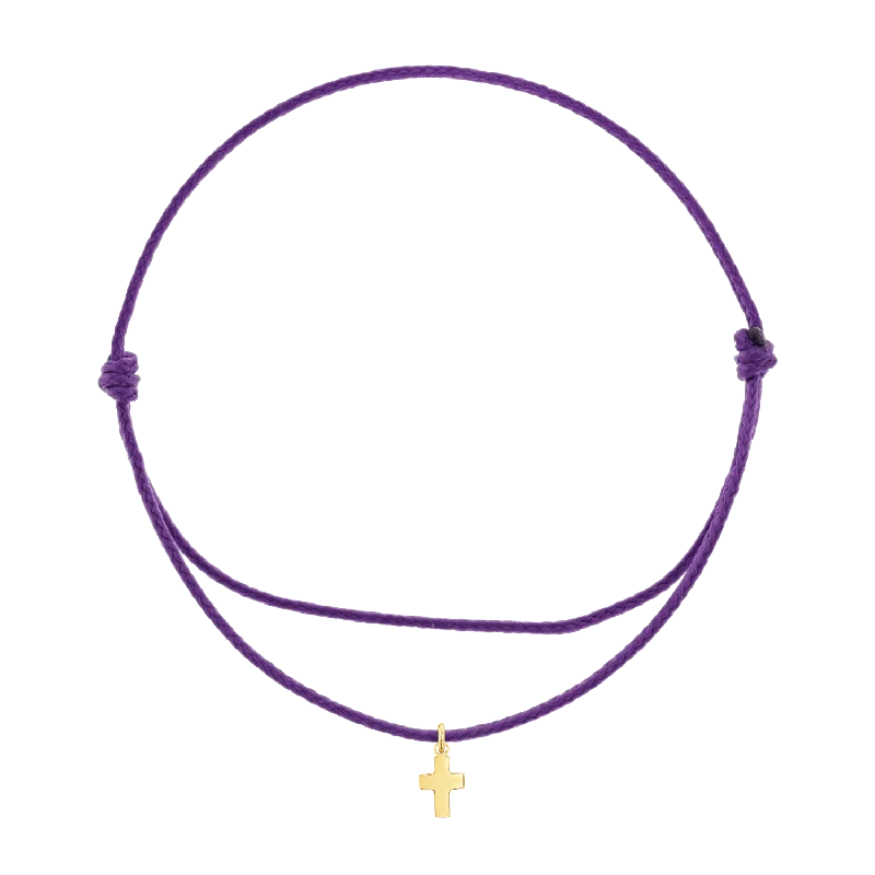 14K Yellow Gold / Purple Cord / Cross