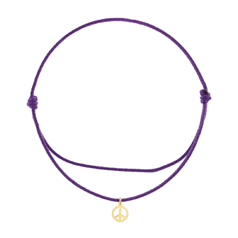 14K Yellow Gold / Purple Cord / Peace