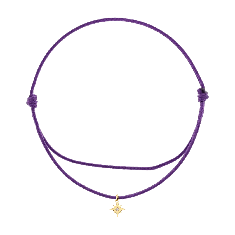 14K Yellow Gold / Purple Cord / Diamond Starbust