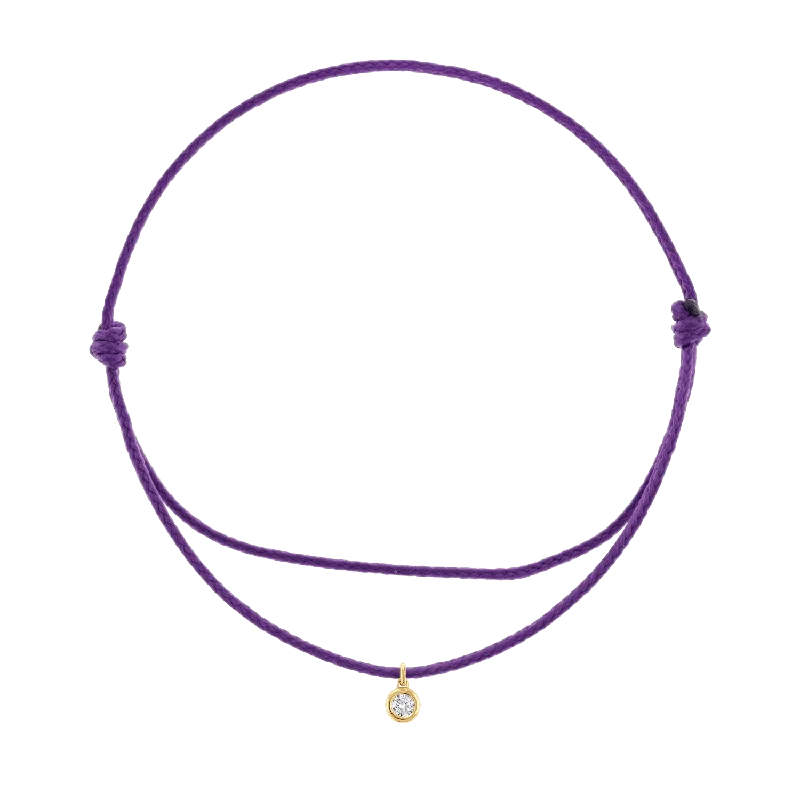 14K Yellow Gold / Purple Cord / Diamond Bezel