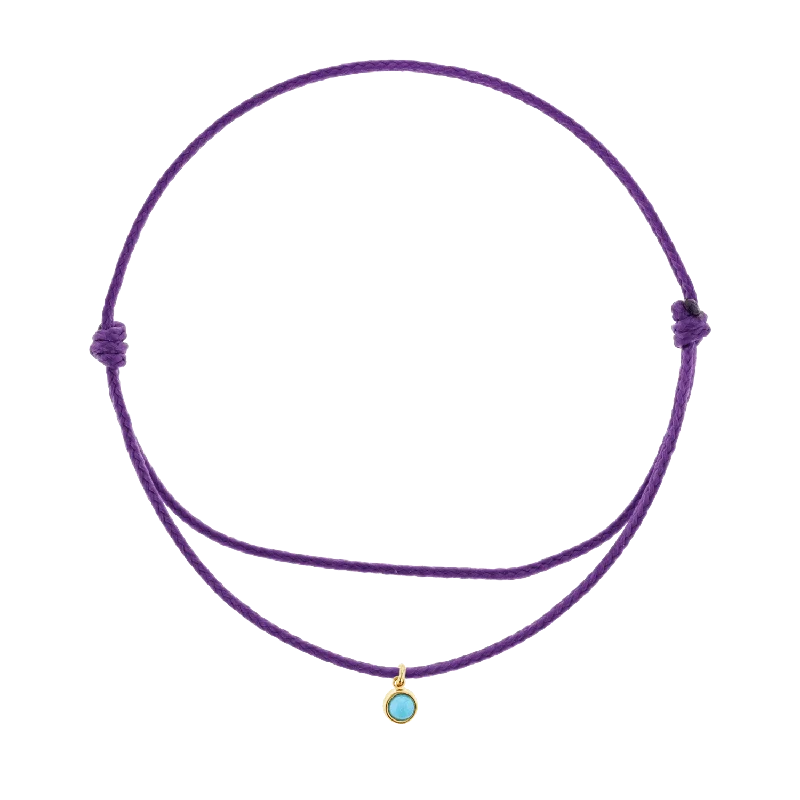 14K Yellow Gold / Purple Cord / Turquoise Bezel