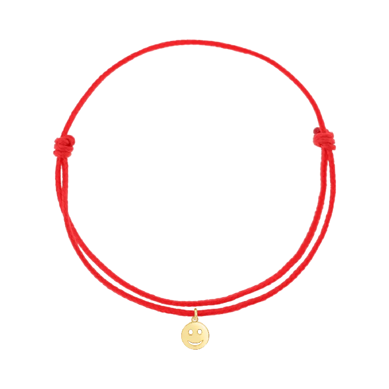 14K Yellow Gold / Red Cord / Smile