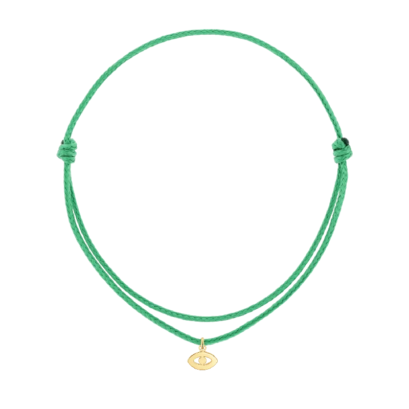 14K Yellow Gold / Green Cord / Evil Eye