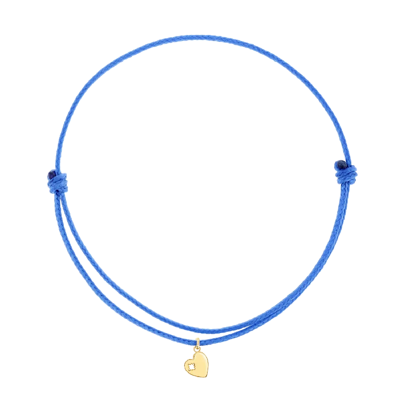 14K Yellow Gold / Blue Cord / Heart