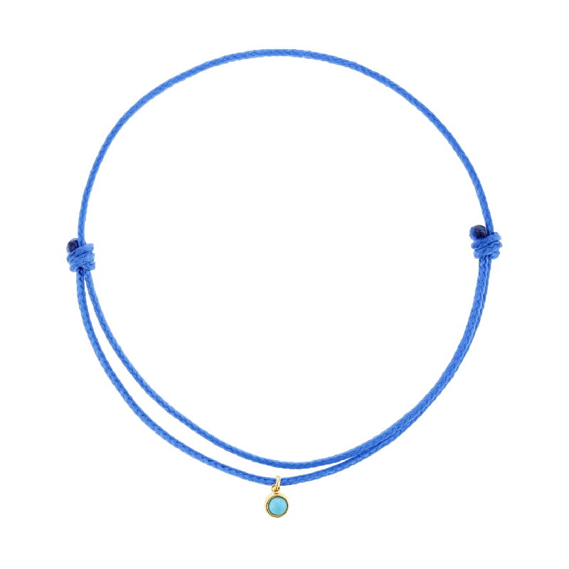 14K Yellow Gold / Blue Cord / Turquoise Bezel