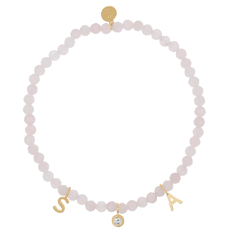 Rose Quartz & Custom Charm Bracelet