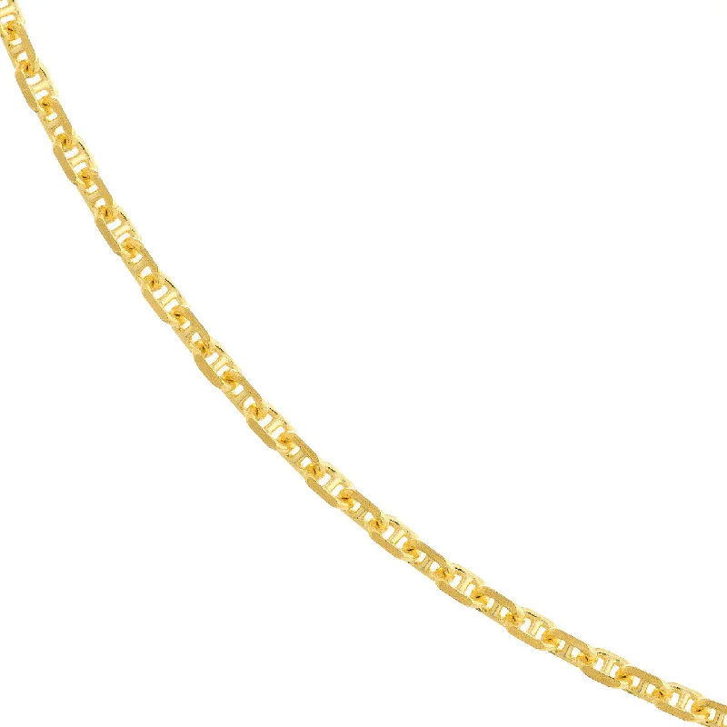 14K Yellow Gold 1.2mm Anchor Chain Necklace with Lobster Lock - Diamond Cut