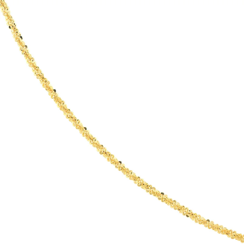 14K Yellow Gold or White Gold 1.10mm Sparkle Rock Chain Necklace with Lobster Lock