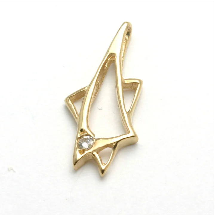 14k Yellow gold Diamond Jewish Star of David Pendant