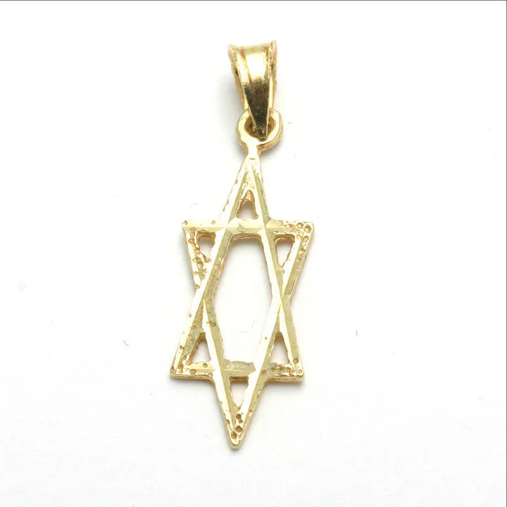 14k Yellow gold Jewish Star of David Pendant Diamond Cut