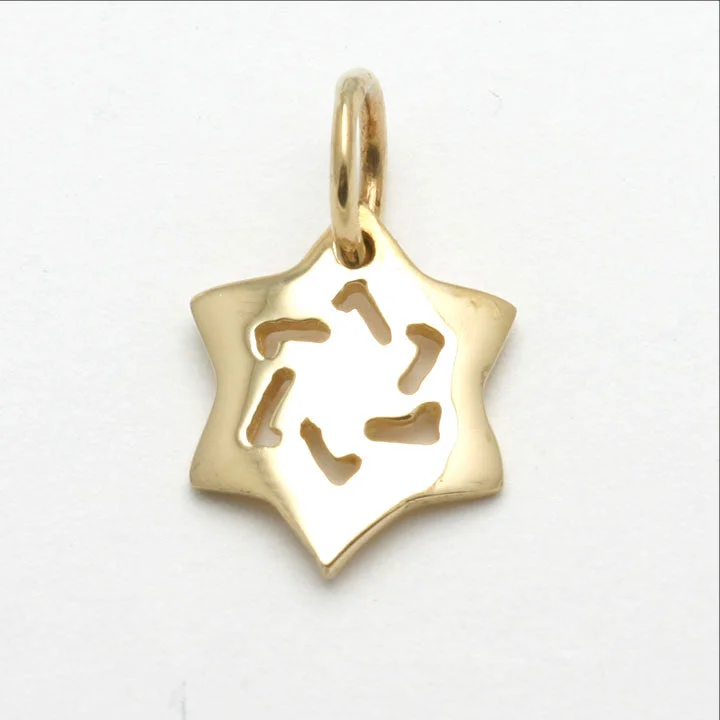 14k Yellow Gold Jewish Star of David Pendant Small