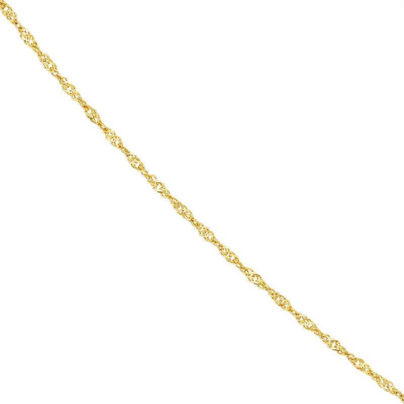 14K Yellow Gold or White Gold 1.15mm Singapore Chain Necklace with Spring Ring