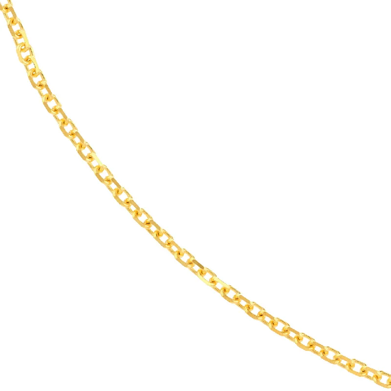 14K Yellow Gold, White Gold or Rose Gold 1.15mm Diamond-Cut Cable Chain Necklace with Lobster Lock