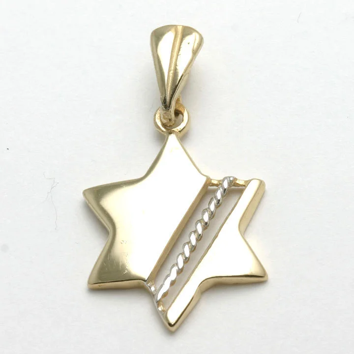 14k Yellow & White Gold Jewish Star of David Modern