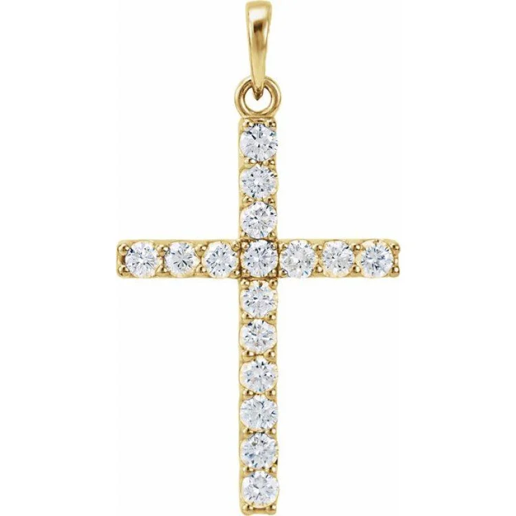 14K Yellow 1/2 CTW Lab-Grown Diamond Cross Pendant