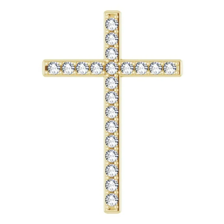 14K Yellow 5/8 CTW Natural Diamond Cross Pendant