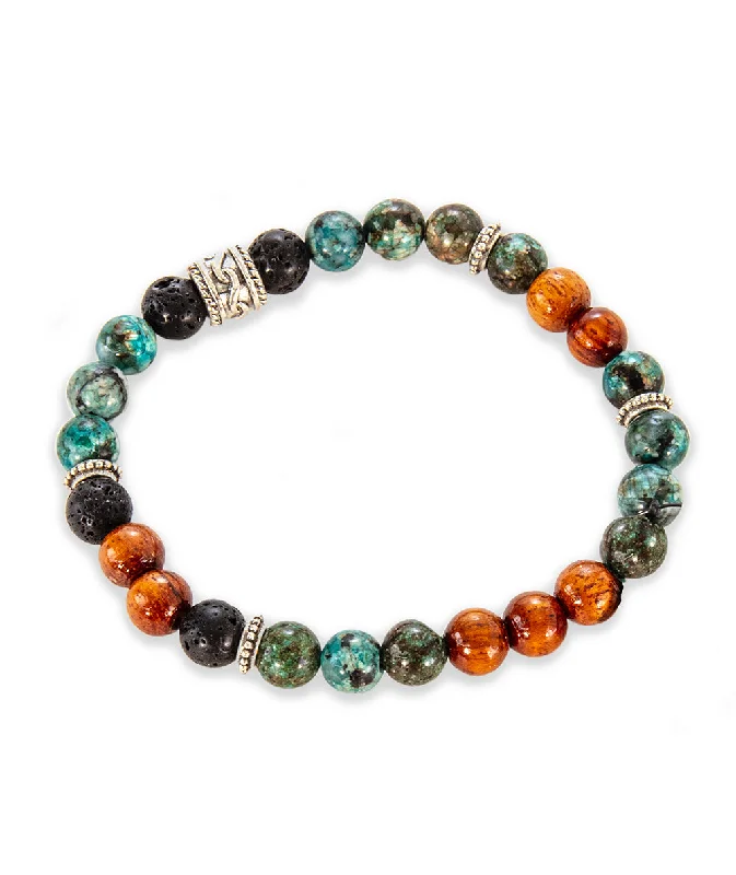 Bracelet Imperial Jasper, Lava, Koa, Alloy Metal by Bergan