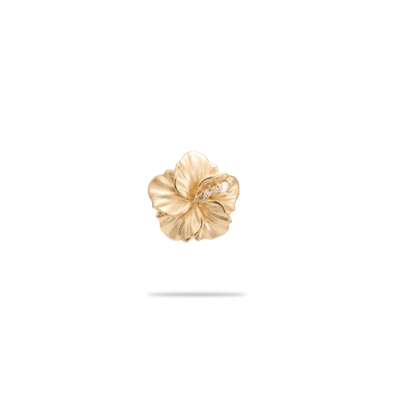 Hawaiian Gardens Hibiscus Pendant in Gold with Diamonds - 11mm