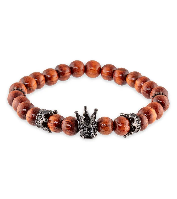 Koa & Alloy Metal Crowns Bracelet by Bergan