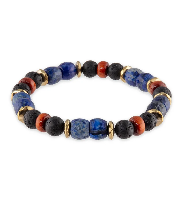 Lava, Lapis, Koa & Hematite Bracelet by Bergan